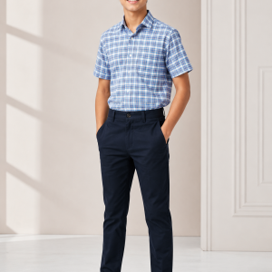 Boys Blue Check School Uniform Shirt